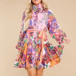 Fuchsia Multi Print Dress size Large